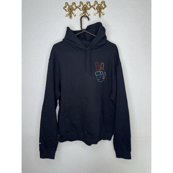 Adidas Originals OG Peace Sign Hoodie Sweatshirt Black X-Large Streetwear New 2A - Picture 2 of 6